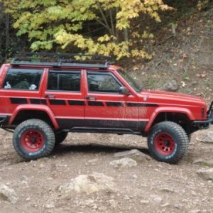 As it sits today.  
31's, 4 1/2" Lift, SYE, F/R Diff Armor, Lower Body Armor, Front/Rear Tube Slider Bumpers, RC Rock Sliders, Top Hat, HF Exhaust, K&