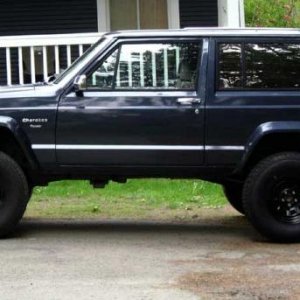 BCXJ89 JEEP XJ Pioneer 4.5" RE Lift 31x10.5 BO AT's on Rock Crawler Steelies 20,000 on re-built 4.0 L I6 AX 15 trans K&N Filter Super Chip. Aquired Ap